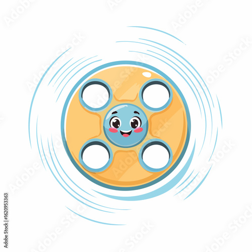 Spinning Fidget Toy : A vibrant illustration of a smiling fidget spinner toy in motion, offering a playful and engaging visual experience. 