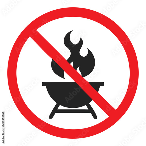 No Barbecue Sign Grill Prohibition Forbidden Safety Symbol