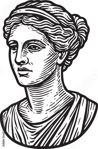 Greek female statue head vector illustration