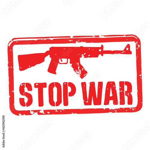 Stop War Grunge Stamp Graphic Vector Peace Symbol