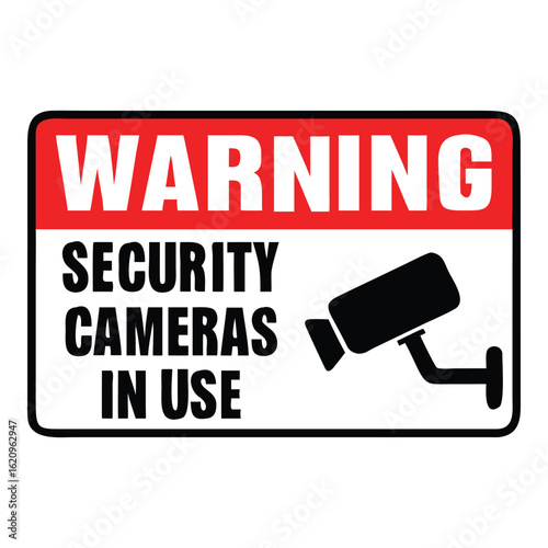 Security Camera Warning Sign CCTV Surveillance Alert Vector