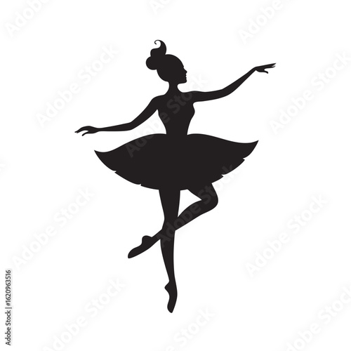 Graceful Ballet Dancer With Flowing Skirt Silhouette