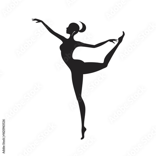 Ballerina Balancing In Arabesque Pose Silhouette