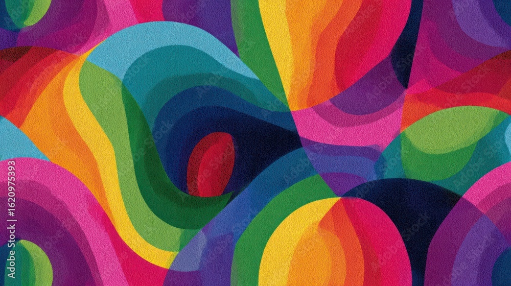 Obraz premium Abstract overlapping colorful shapes create a vibrant, flowing pattern with textured effect