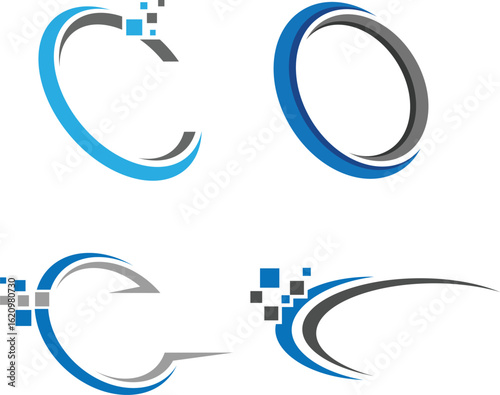 Blue letters C, Z, and A form a rounded symbol icon set with a business