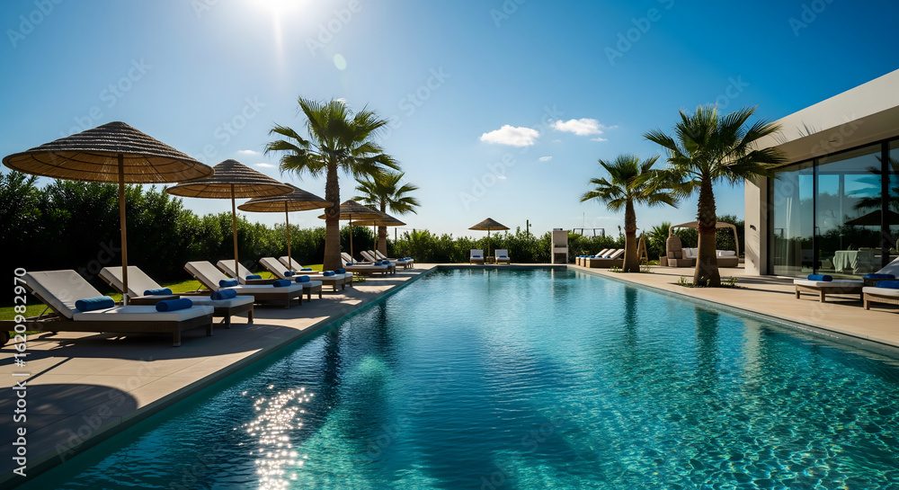 Fototapeta premium swimming pool at sunset