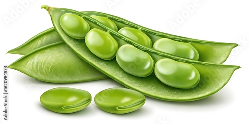 Wallpaper Mural Fresh fava beans in pods on white background broad beans Torontodigital.ca