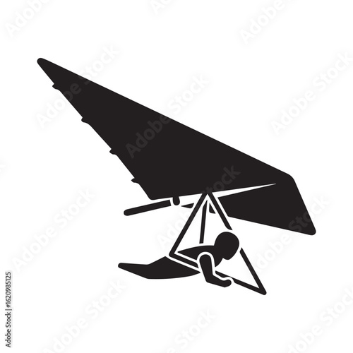 Hang Glider Silhouette Icon Vector