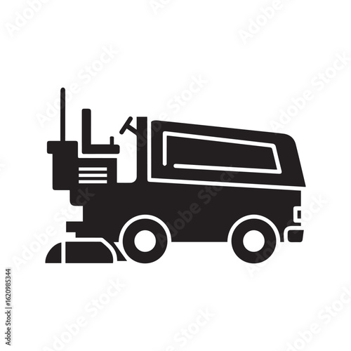 Silhouette Icon of Ice Resurfacing Machine – Minimalist Vector Side View