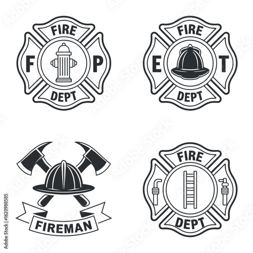 Fire Department Emblem Featuring Hydrant Illustration for Firefighting Services and Community Safety with Bold Lettering and Classic Design