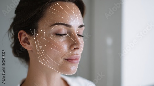 Facial Contouring Planning in a Minimalist Clinic Atmosphere With Dotted Lines Marking the Upper Facial Zone