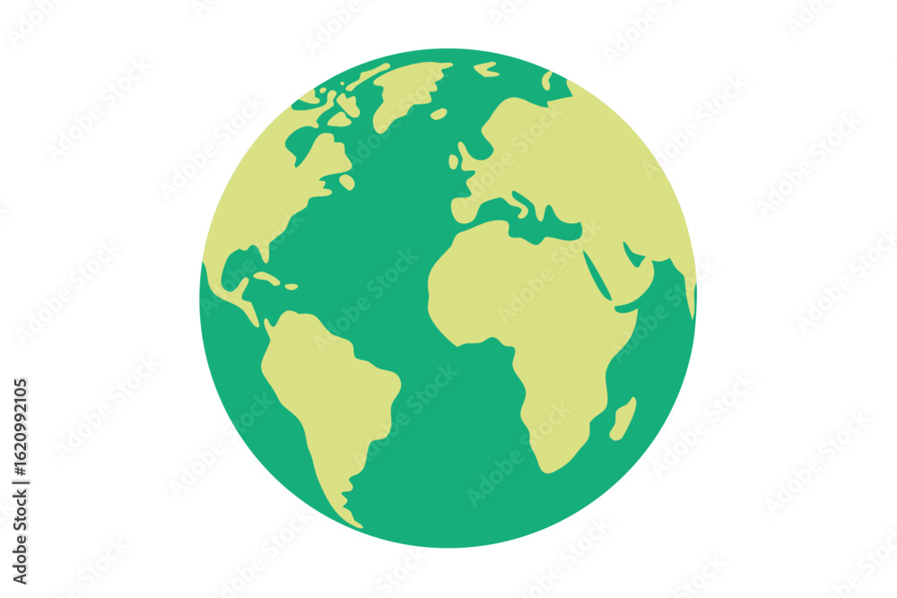 Stylized illustration of planet earth with green continents Stylized illustration of planet earth with green continents