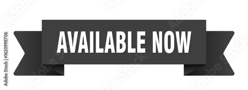 available now ribbon isolated on transparent background. available now ribbon