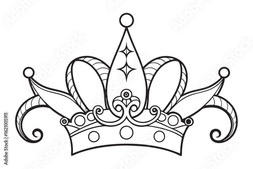 Royal Mardi Gras Crown Line Drawing for Festival Art