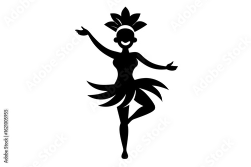 Female Samba Dancer Pose Silhouette for Party Illustration