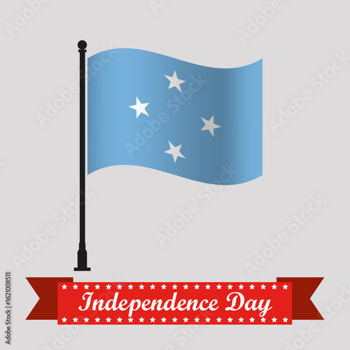 Flat Micronesia Independence Day With Waving Flag