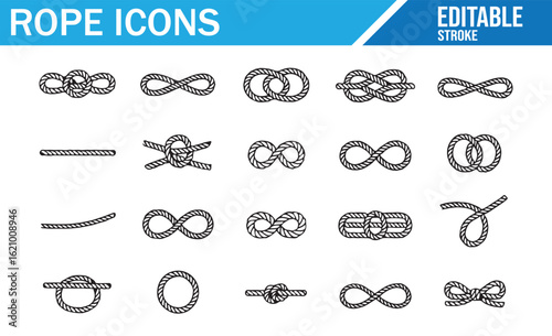 Vector Icons for Knots, Ropework, and Sailing Techniques
