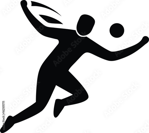 Volleyball player spiking ball with motion lines silhouette sport athlete