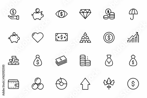 A minimalist bundle geared toward personal finance, goal tracking, and saving habits. Great for finance blogs, budgeting apps, and educational tools