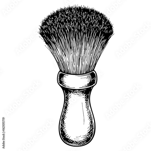 Vintage sketch of a beard brush with fine bristles and handle  