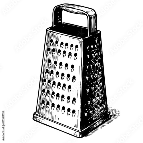 Vintage sketch of a cheese grater in classic kitchen style  