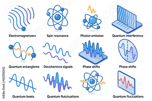 Shifts icon interference phase noise vector signals electromagnetic beats signal icons quantum