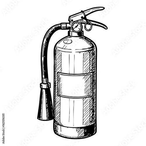 Vintage sketch of a fire extinguisher in detailed illustration  