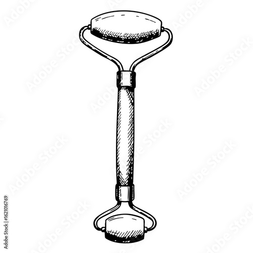 Vintage jade roller sketch of a beauty tool for facial care  