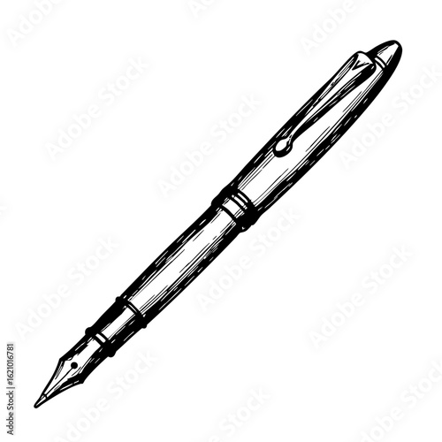 Vintage sketch of an ink pen in detailed line art  