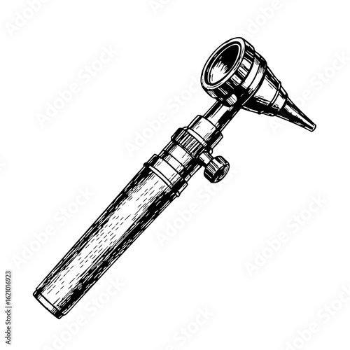 Vintage sketch of an otoscope medical tool  
