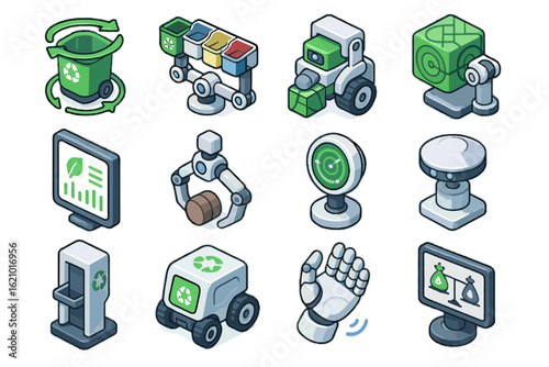 Selector scanner sorting vector retrieval compactor data radar icons icon object bot