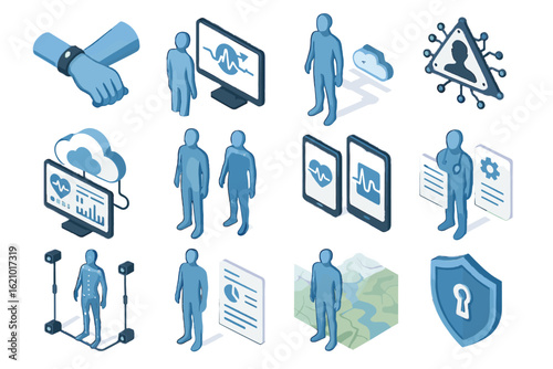 Technology vector twin wearable digital icon motion sensors health capture update virtual