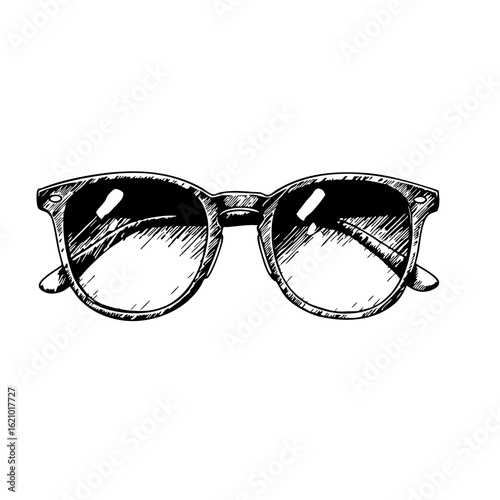 Sunglasses vintage sketch in black and white  