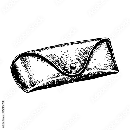 Vintage sketch of a sunglasses case with a button closure  