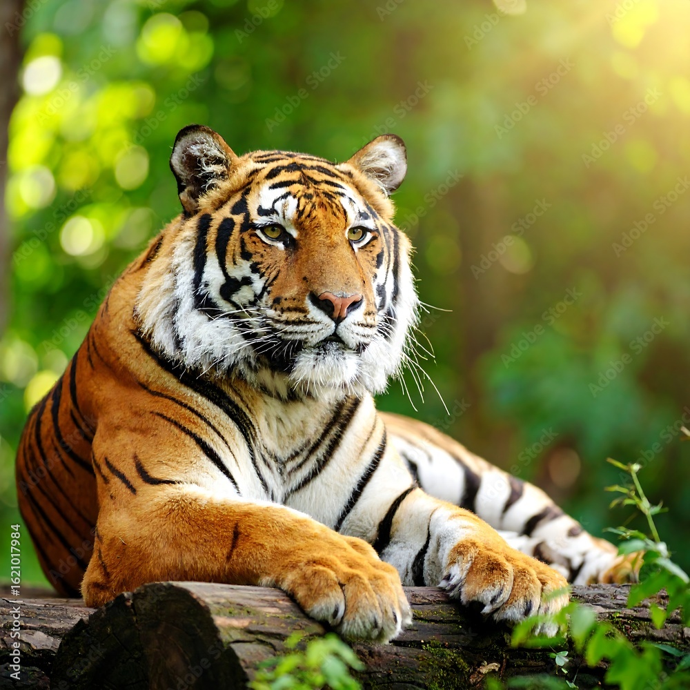 Majestic tiger in lush forest Majestic tiger in lush forest