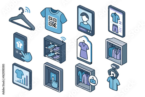 Vector hub fashion icon wardrobe digital hanger rack shoe overlay icons touch