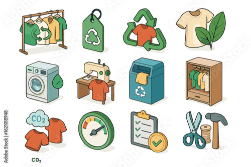 Secondhand wardrobe upcycle icon eco reuse friendly tools conscious clothing wash choice