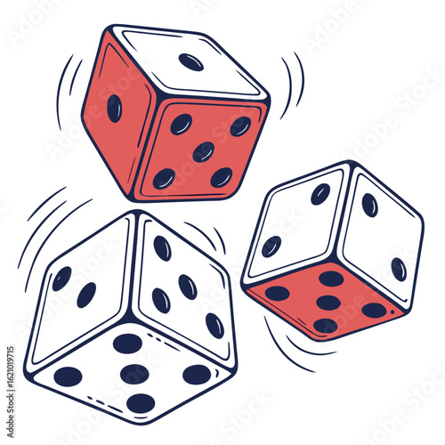 "3D Dice Rolling Animation Isolated on Transparent Background"