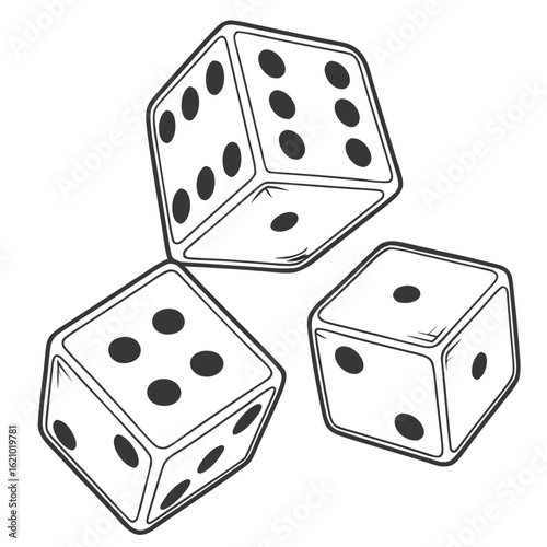 "3D Dice Rolling Animation Isolated on Transparent Background"