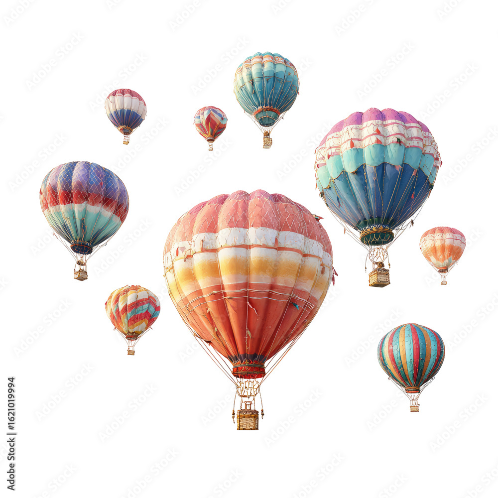 Obraz premium Colorful hot air balloons in a circular pattern