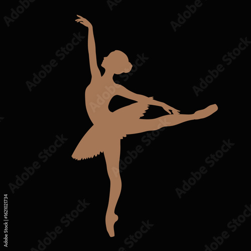 Ballet Dancer Silhouette on Black Background