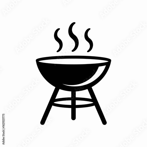 Barbecue Grill Icon with Smoke Emission