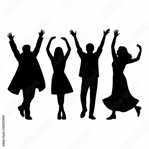 Celebration Silhouettes of Joyful People Dancing