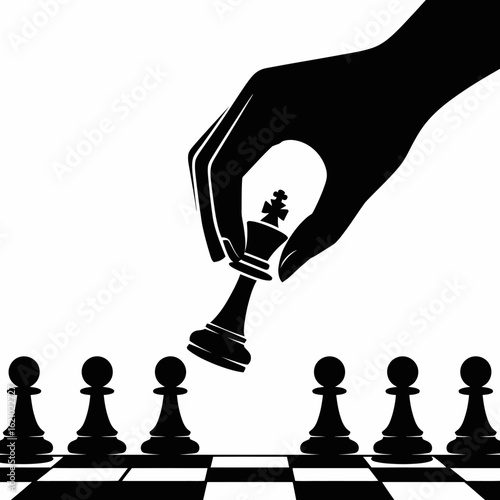 Hand Moving Chess Piece on Board