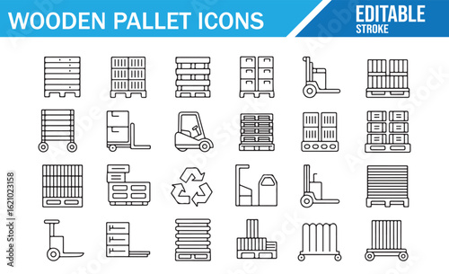 Icon Pack for Pallets, Storage, and Distribution in Logistics
