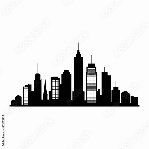 Silhouette of a Modern City Skyline Design
