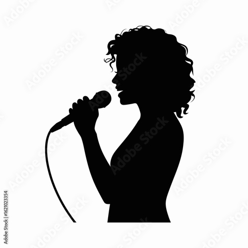 Silhouette of a Singer Holding a Microphone