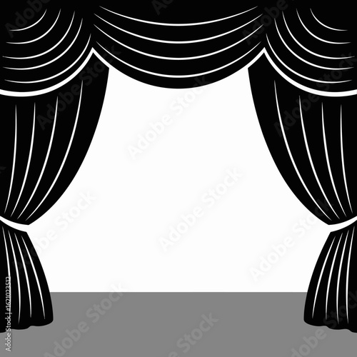Theater Stage Curtains Graphic Design Illustration
