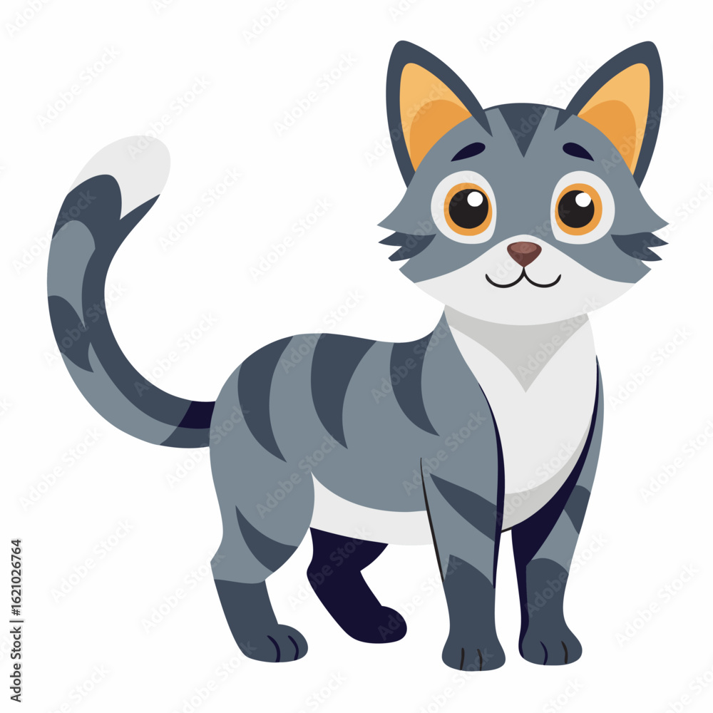 Colorful Cat with Vibrant Patterns, Cute Cartoon Cat Illustration Colorful Cat with Vibrant Patterns, Cute Cartoon Cat Illustration