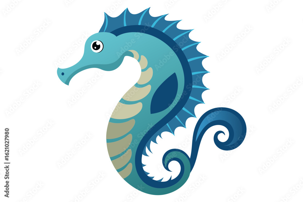 Fototapeta premium Seahorse Vector Art with Textured Body and Graceful Shape